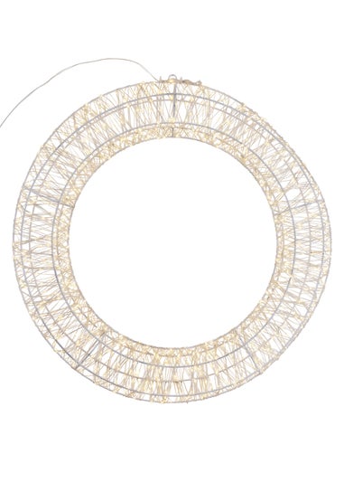 Charles Bentley White Indoor Outdoor 50cm Light Up Christmas Wreath