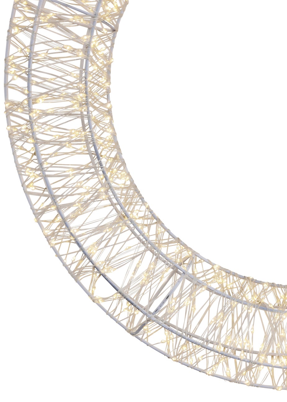 Charles Bentley White Indoor Outdoor 50cm Light Up Christmas Wreath