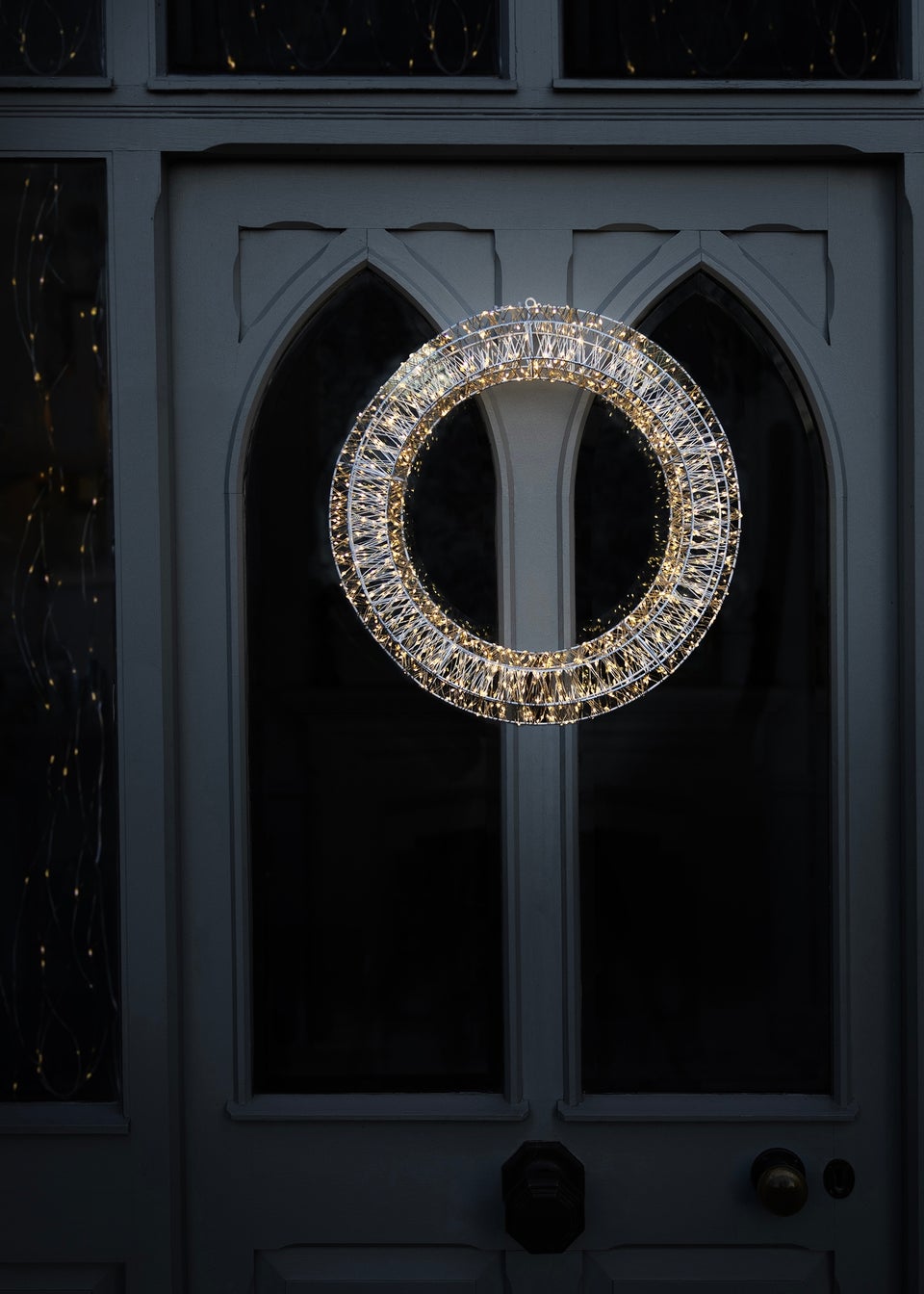 Charles Bentley White Indoor Outdoor 50cm Light Up Christmas Wreath