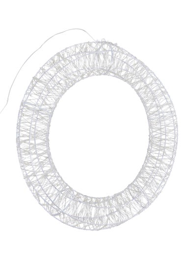 Charles Bentley White Indoor Outdoor 50cm Light Up Christmas Wreath