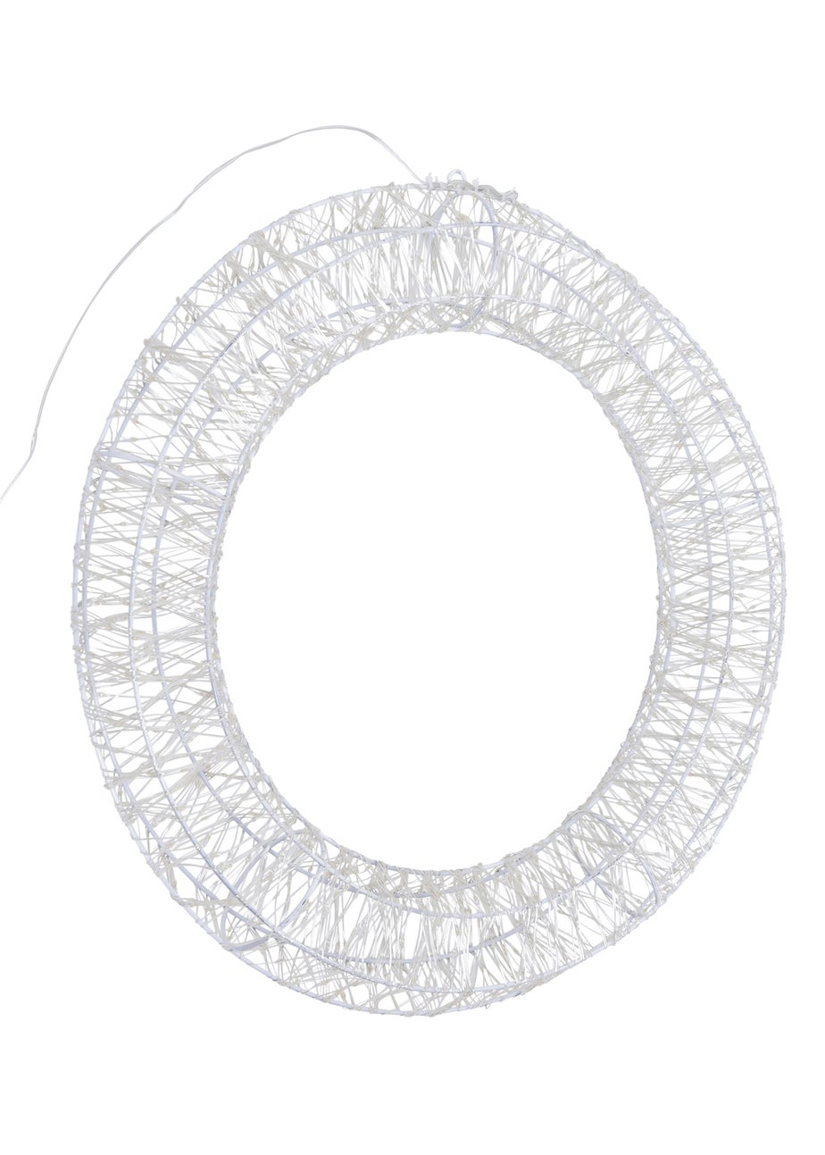 Charles Bentley White Indoor Outdoor 50cm Light Up Christmas Wreath