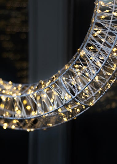 Charles Bentley White Indoor Outdoor 50cm Light Up Christmas Wreath