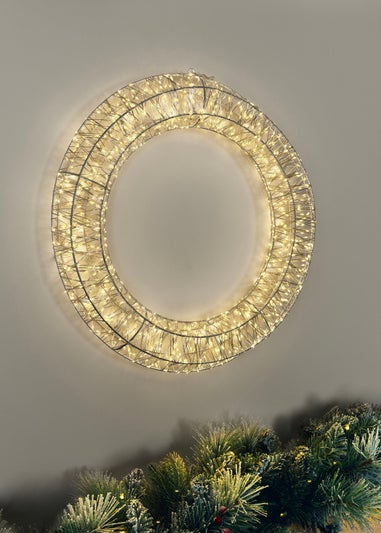 Charles Bentley White Indoor Outdoor 50cm Light Up Christmas Wreath