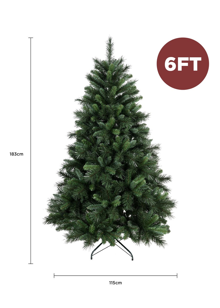 Charles Bentley Green 6ft Faux Nordic Spruce Hinged Christmas Tree