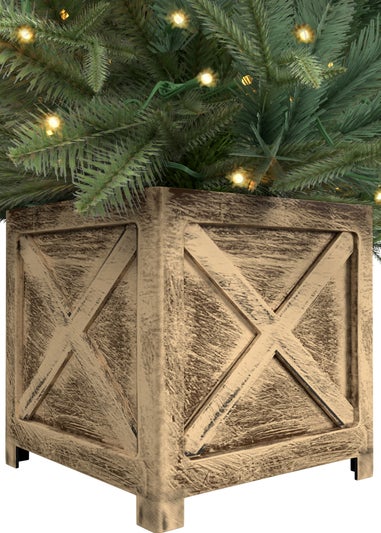 Charles Bentley Green Luxury Indoor Outdoor 4ft Pre-Lit Faux Christmas Tree in Box Planter