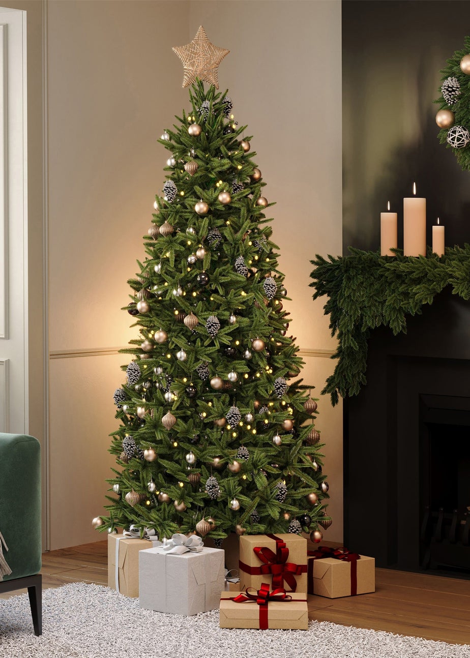 Charles Bentley Green Luxury 7ft Slimline Faux Nordic Spruce Hinged Christmas Tree