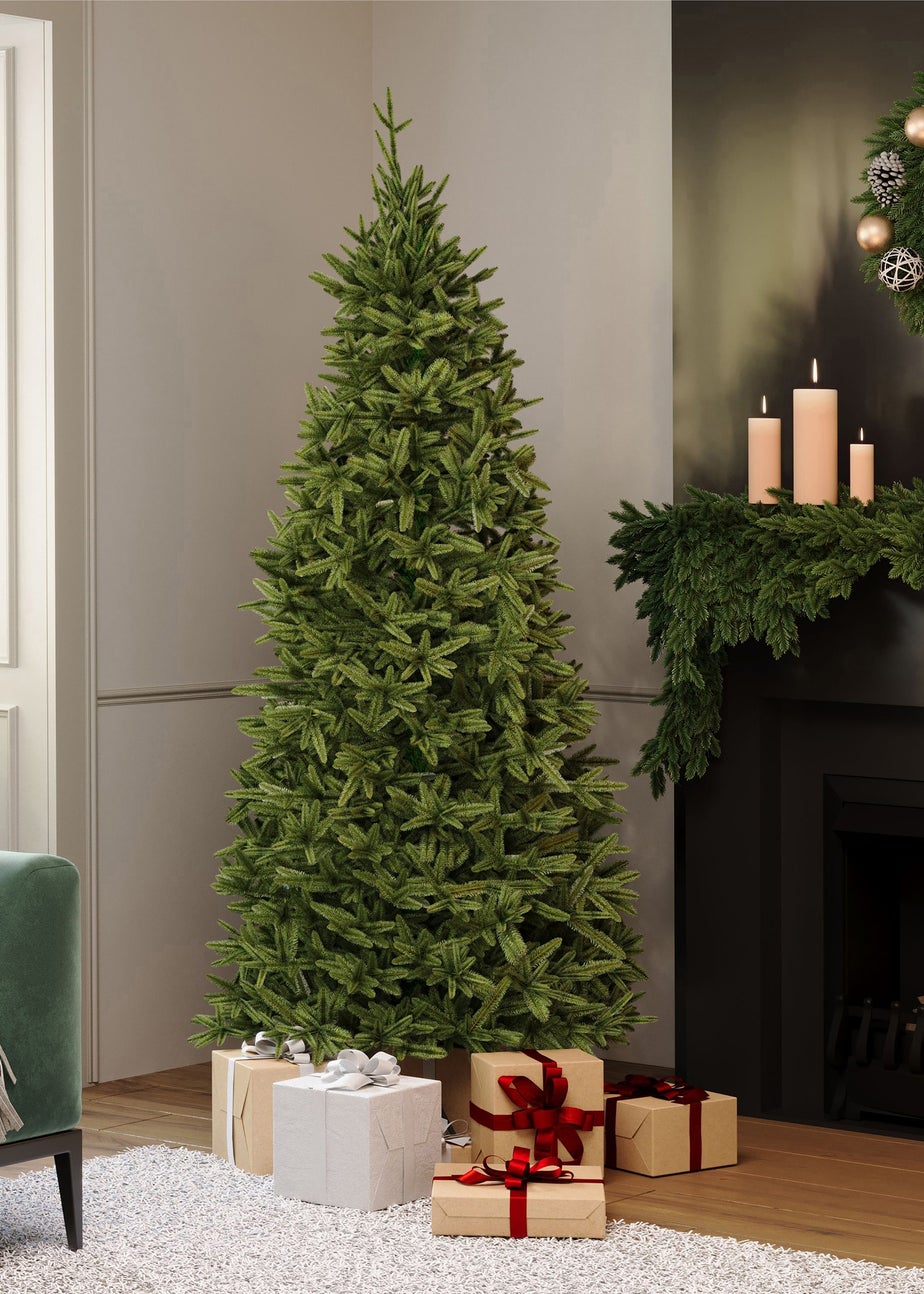 Charles Bentley Green Luxury 7ft Slimline Faux Nordic Spruce Hinged Christmas Tree