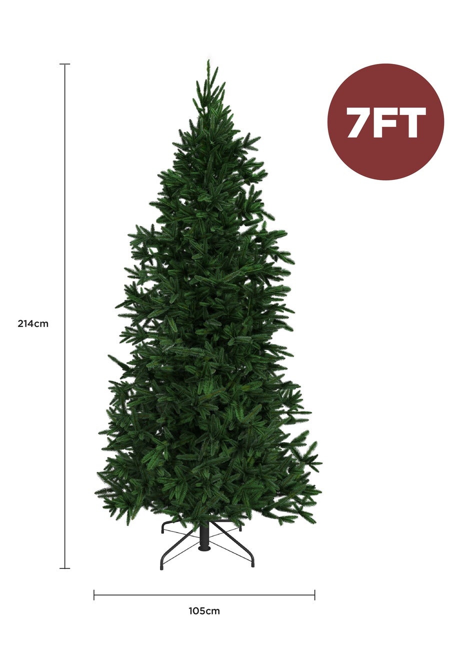 Charles Bentley Green Luxury 7ft Slimline Faux Nordic Spruce Hinged Christmas Tree
