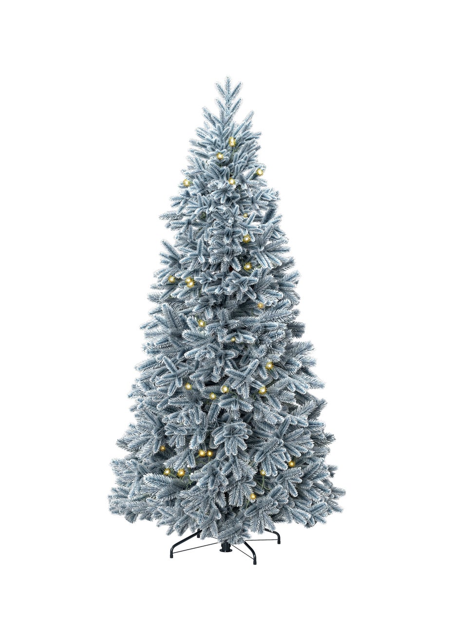 Charles Bentley Green Luxury 7ft Pre-Lit Faux Hinged Snowy Christmas Tree