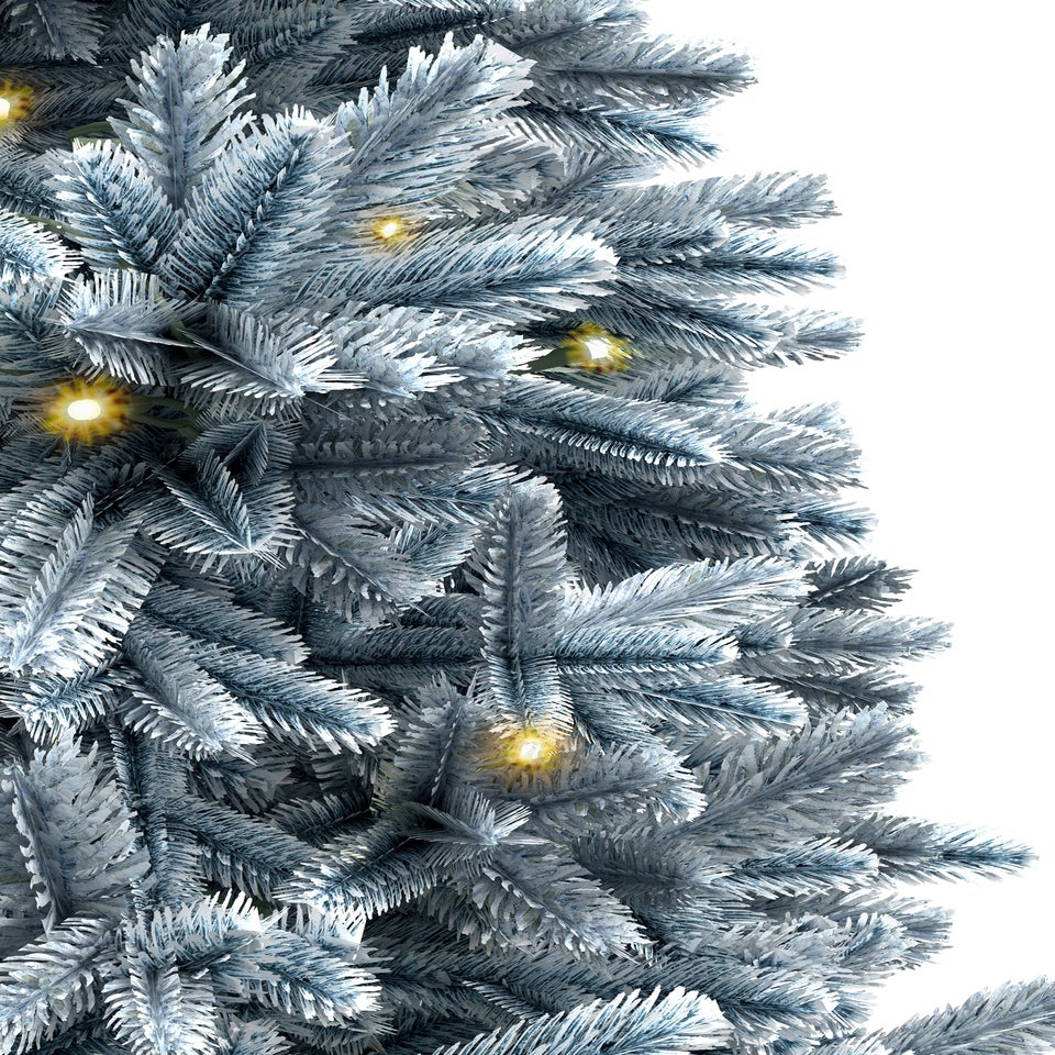 Charles Bentley Green Luxury 7ft Pre-Lit Faux Hinged Snowy Christmas Tree