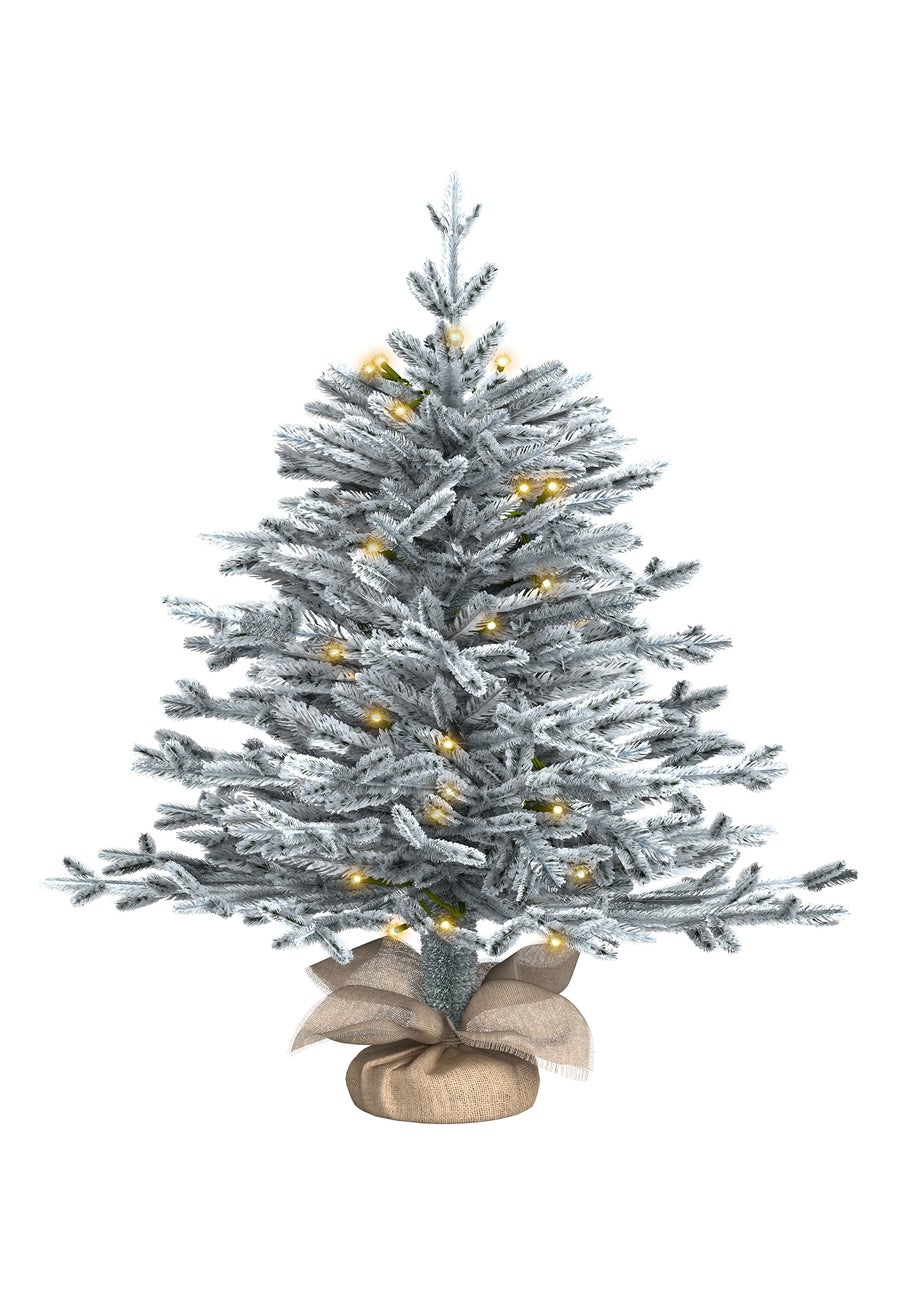 Charles Bentley Green Luxury 3ft Pre-Lit Faux Snowy Christmas Tree