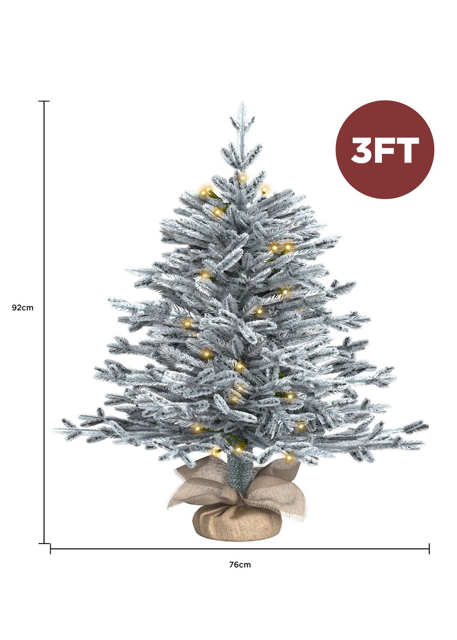Charles Bentley Green Luxury 3ft Pre-Lit Faux Snowy Christmas Tree
