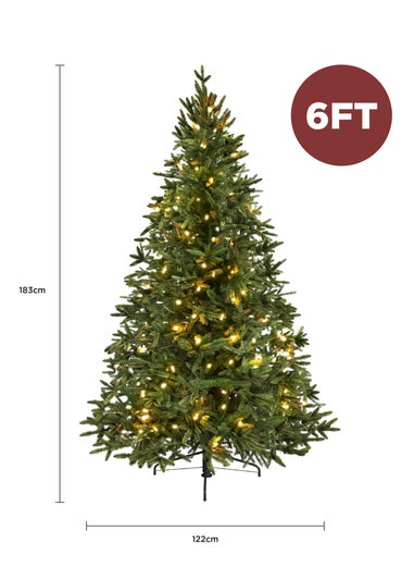 Charles Bentley Green Luxury 6ft Pre-Lit Faux Nordic Spruce Hinged Christmas Tree