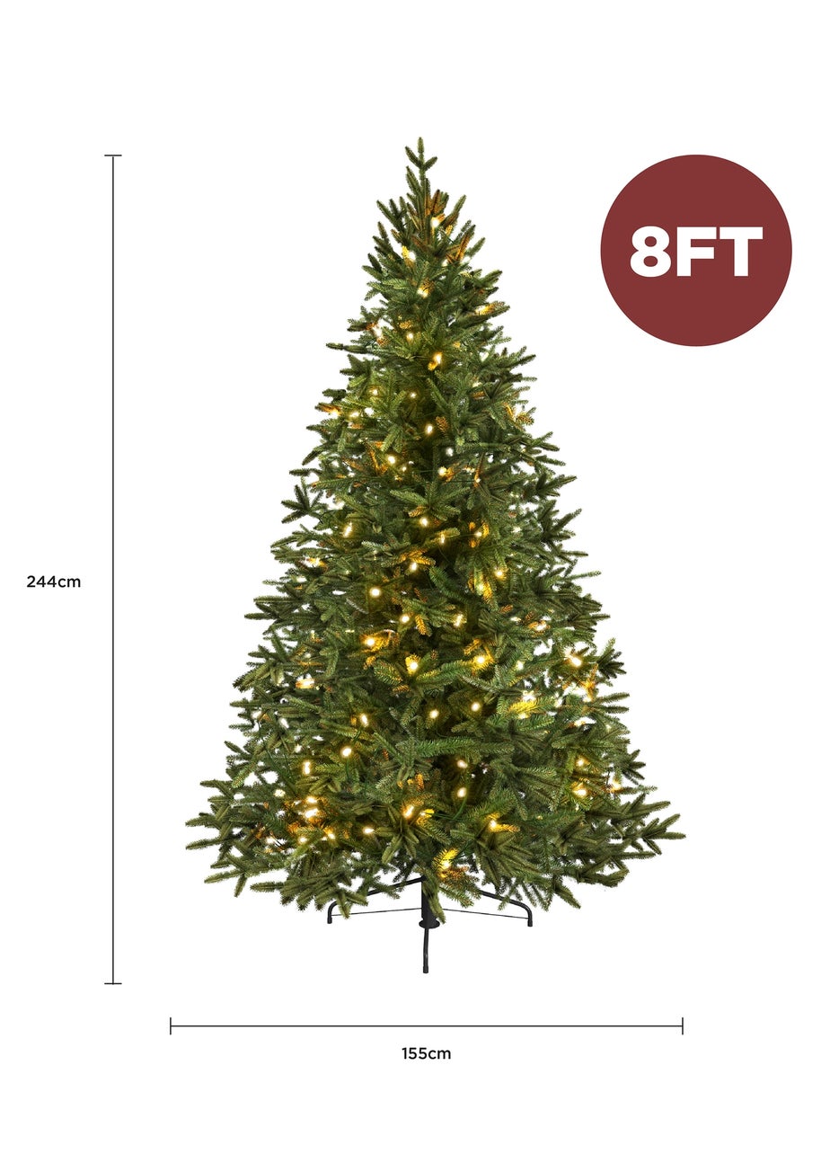 Charles Bentley  Green Luxury 8ft Pre-Lit Faux Nordic Spruce Hinged Christmas Tree
