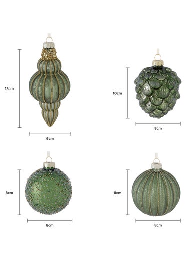 Charles Bentley Green 12 Piece Glass Bauble Collection