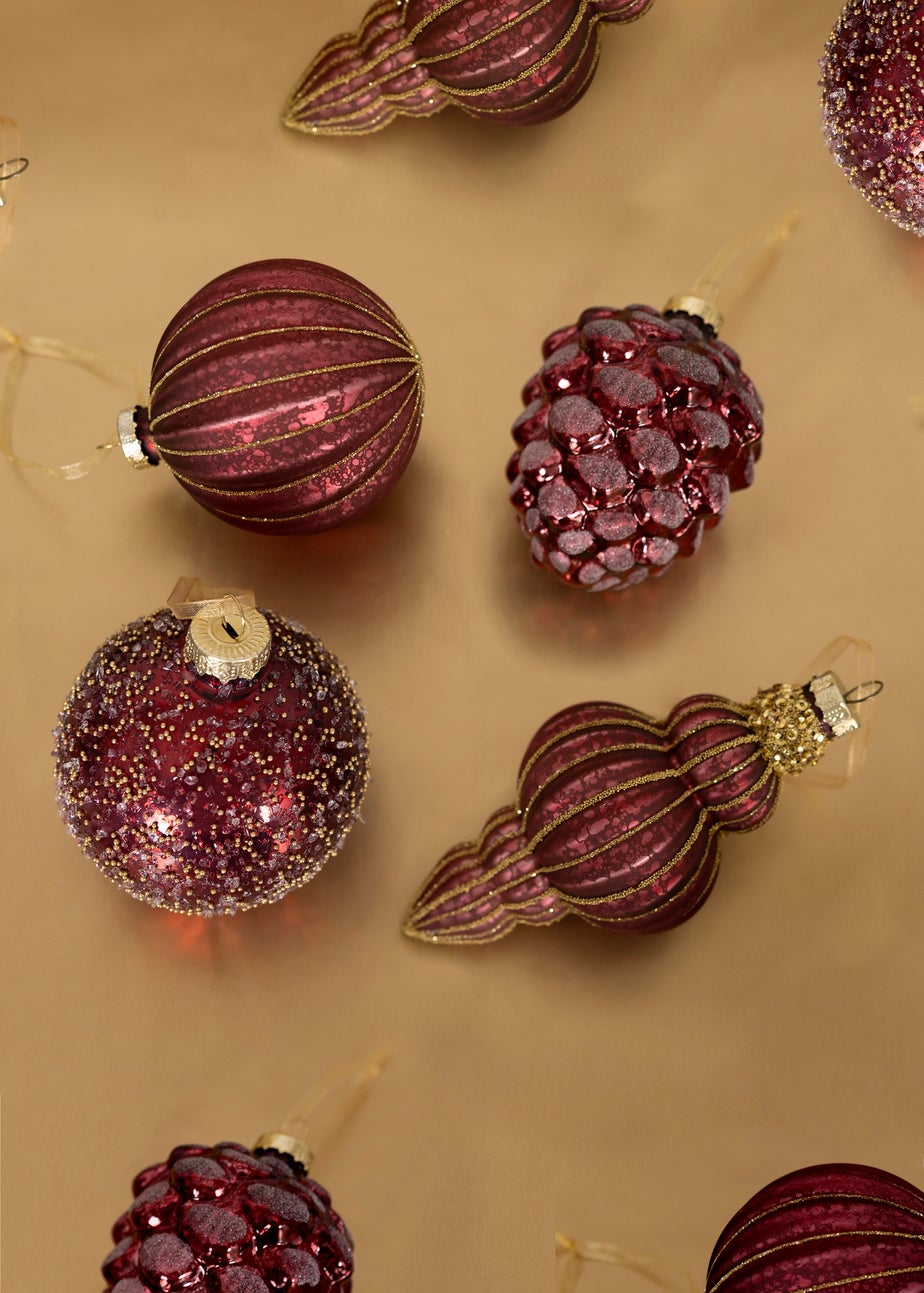 Charles Bentley Burgundy 12 Piece Glass Bauble Collection