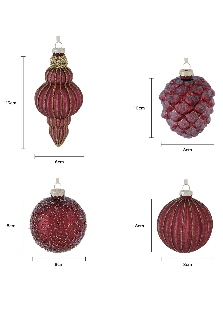 Charles Bentley Burgundy 12 Piece Glass Bauble Collection