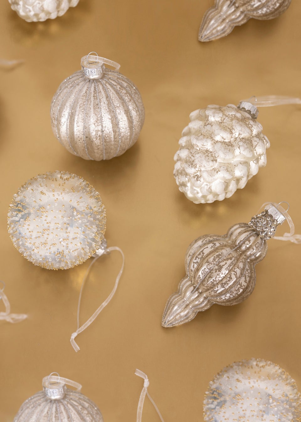 Charles Bentley Champagne Gold 12 Piece Coloured Glass Bauble Collection