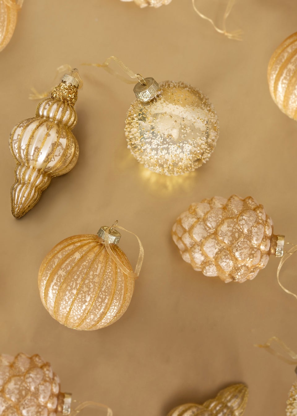 Charles Bentley Gold 12 Piece Coloured Glass Bauble Collection