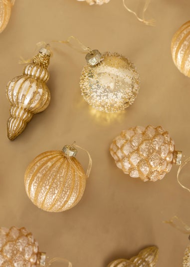 Charles Bentley Gold 12 Piece Coloured Glass Bauble Collection