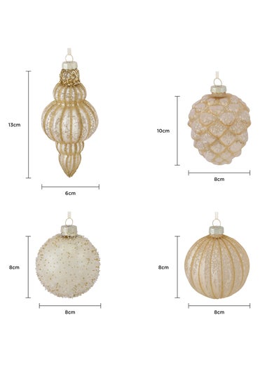 Charles Bentley Gold 12 Piece Coloured Glass Bauble Collection