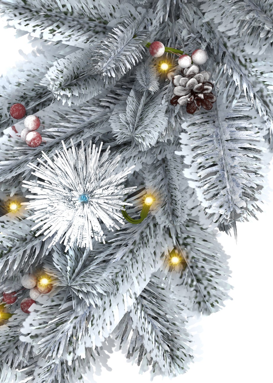 Charles Bentley Green Pre-Lit Snowy Red Berry & Pinecone Garland