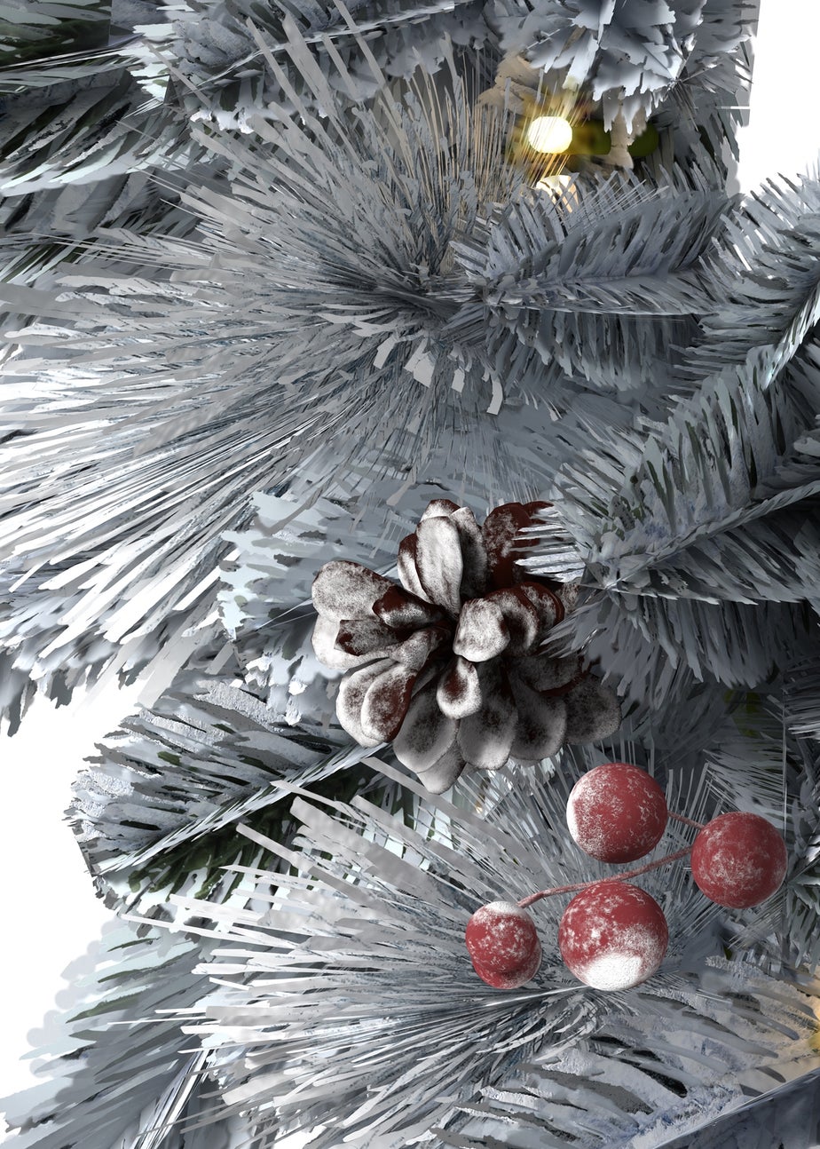 Charles Bentley Green Indoor Outdoor 60cm Pre-Lit Red Berry & Pinecone Snowy Wreath