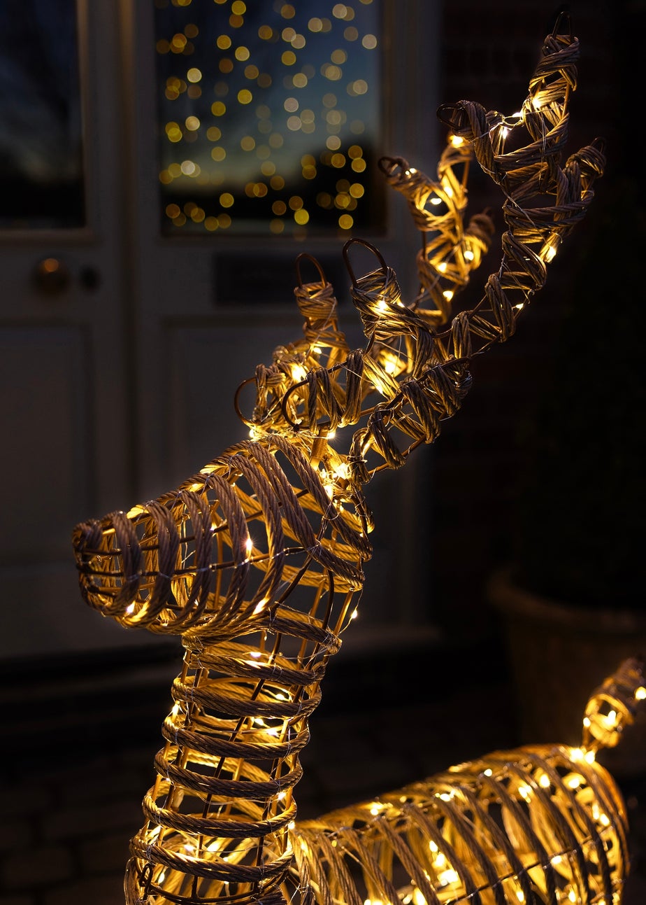 Charles Bentley Brown Large Rattan Light Up Reindeer