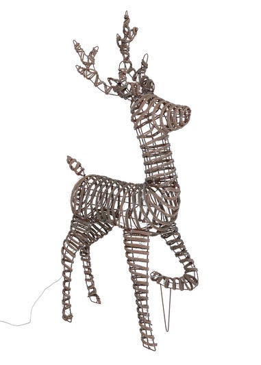 Charles Bentley Brown Large Rattan Light Up Reindeer