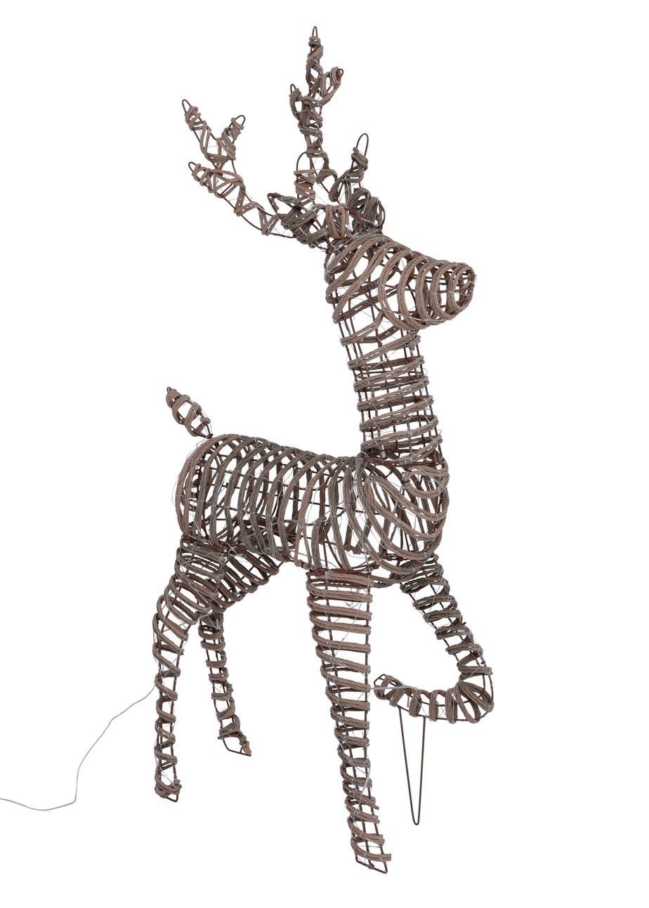Charles Bentley Brown Large Rattan Light Up Reindeer