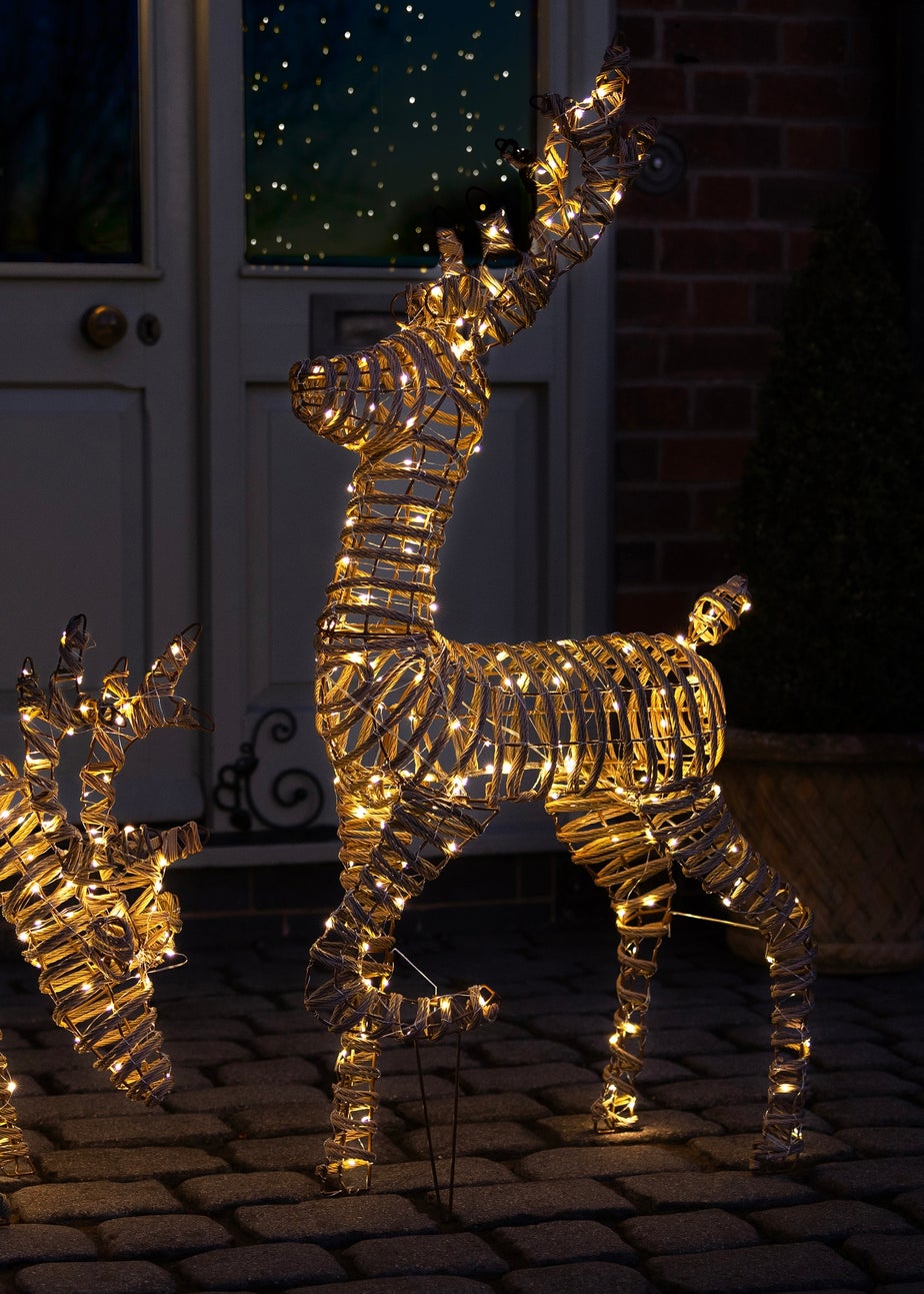 Charles Bentley Brown Large Rattan Light Up Reindeer
