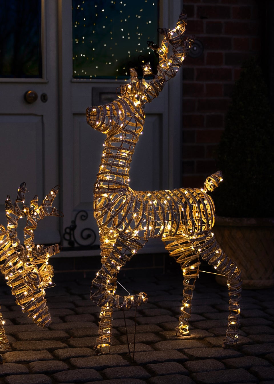 Charles Bentley Brown Large Rattan Light Up Reindeer