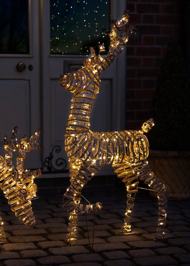 Charles Bentley Brown Large Rattan Light Up Reindeer
