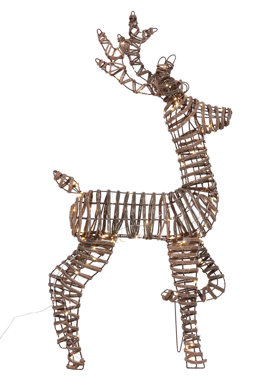 Charles Bentley Brown Large Rattan Light Up Reindeer