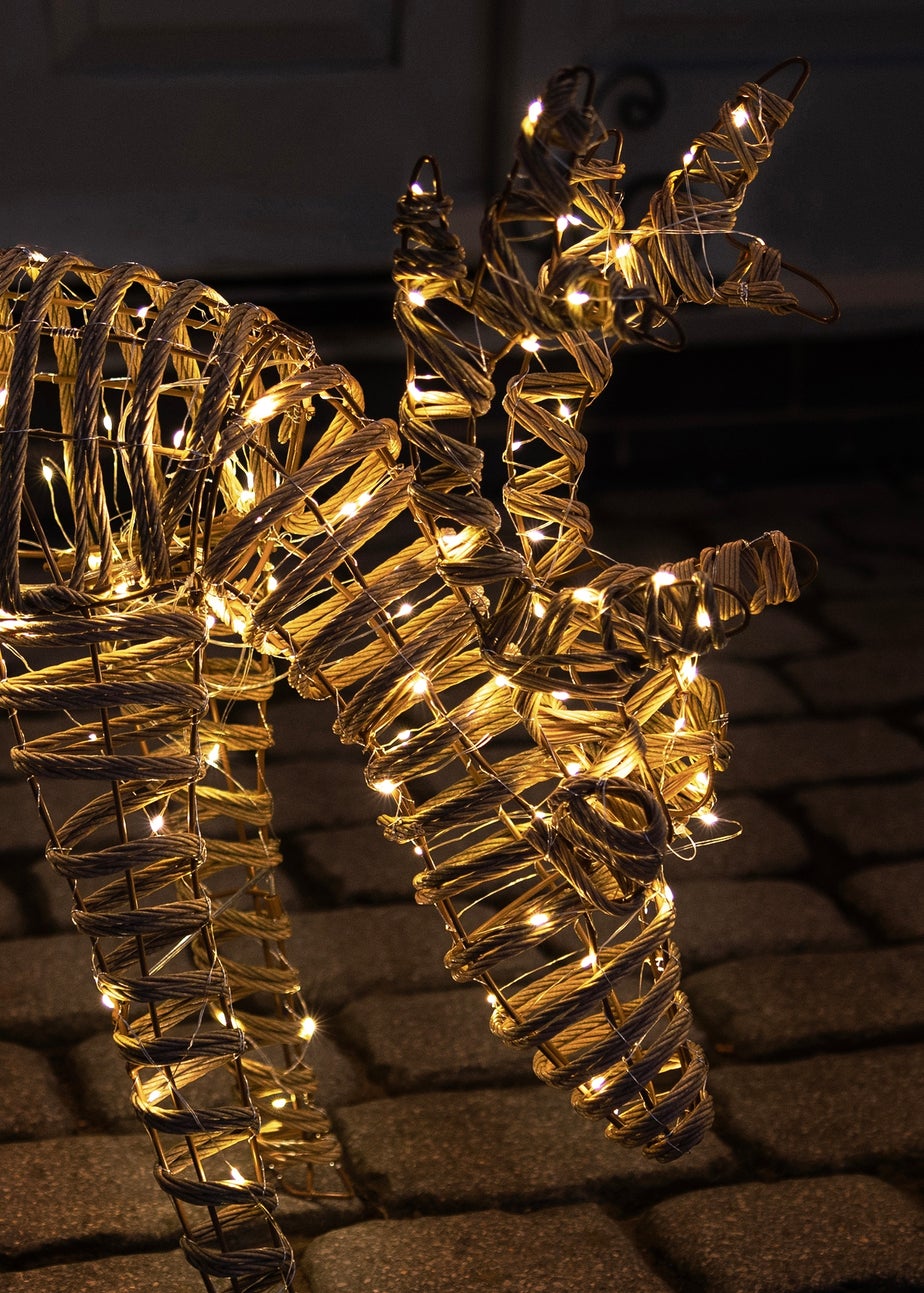 Charles Bentley Brown Small Rattan Light Up Reindeer