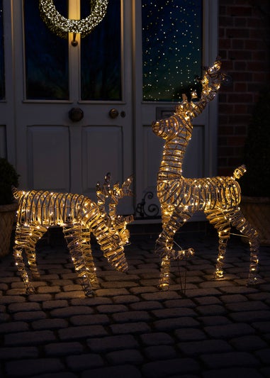 Charles Bentley Brown Small Rattan Light Up Reindeer
