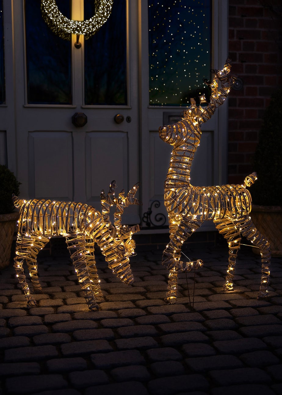 Charles Bentley Brown Small Rattan Light Up Reindeer