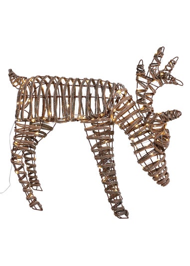 Charles Bentley Brown Small Rattan Light Up Reindeer