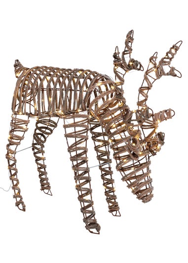 Charles Bentley Brown Small Rattan Light Up Reindeer