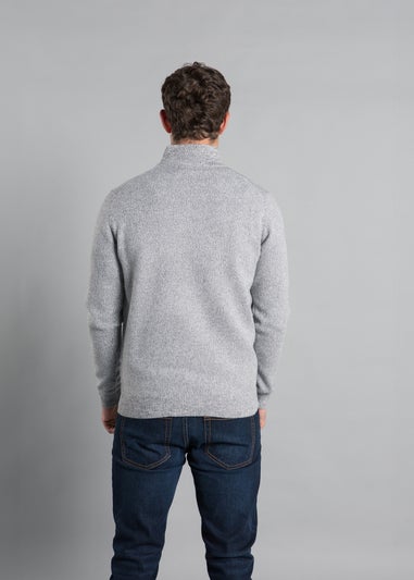 Kensington Eastside Grey Ribbed 1/4 Zip Funnel Neck Jumper