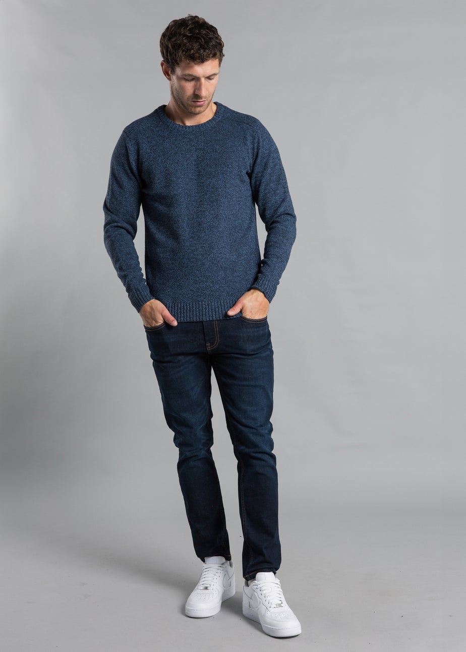 Kensington Eastside Navy Cotton Blend Crew Neck Twist Jumper