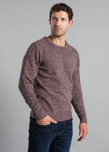 Kensington Eastside Burgundy Cotton Blend Crew Neck Twist Jumper