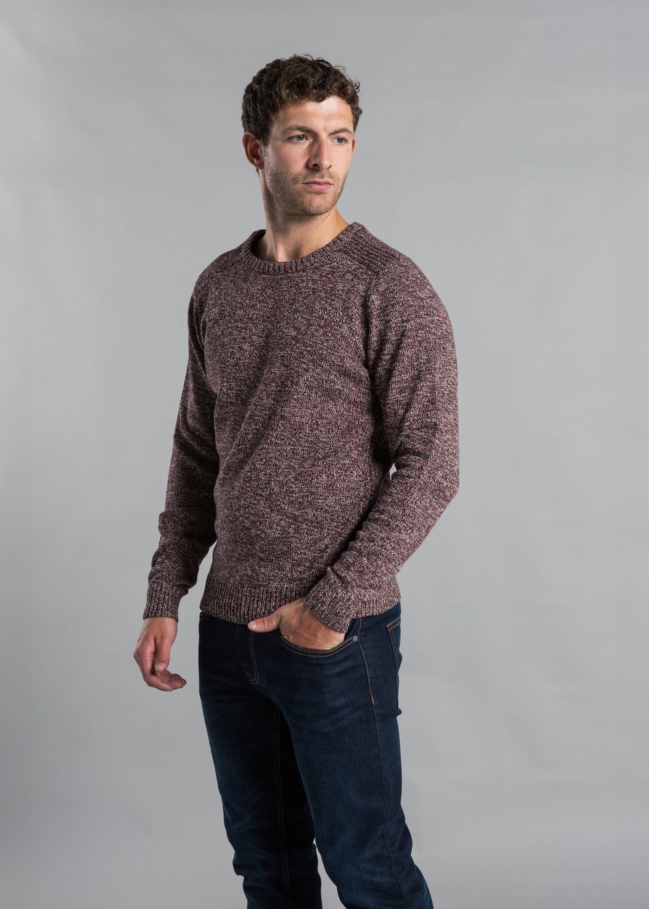 Kensington Eastside Burgundy Cotton Blend Crew Neck Twist Jumper