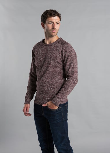 Kensington Eastside Burgundy Cotton Blend Crew Neck Twist Jumper