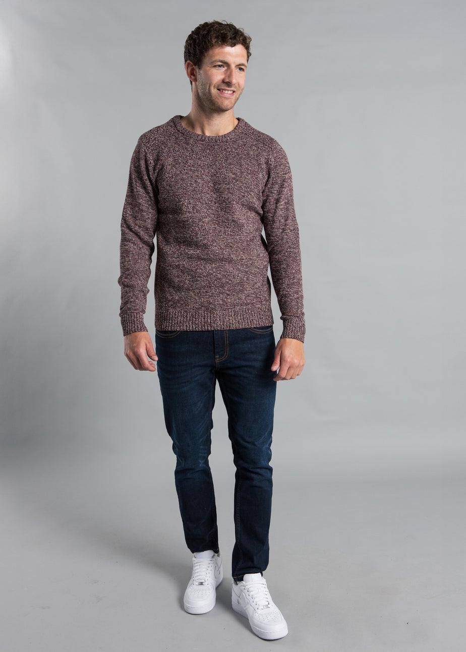 Kensington Eastside Burgundy Cotton Blend Crew Neck Twist Jumper