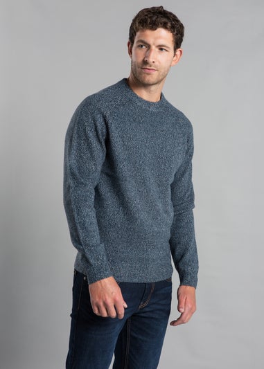 Kensington Eastside Blue Jersey Knit Raglan Crew Neck Jumper