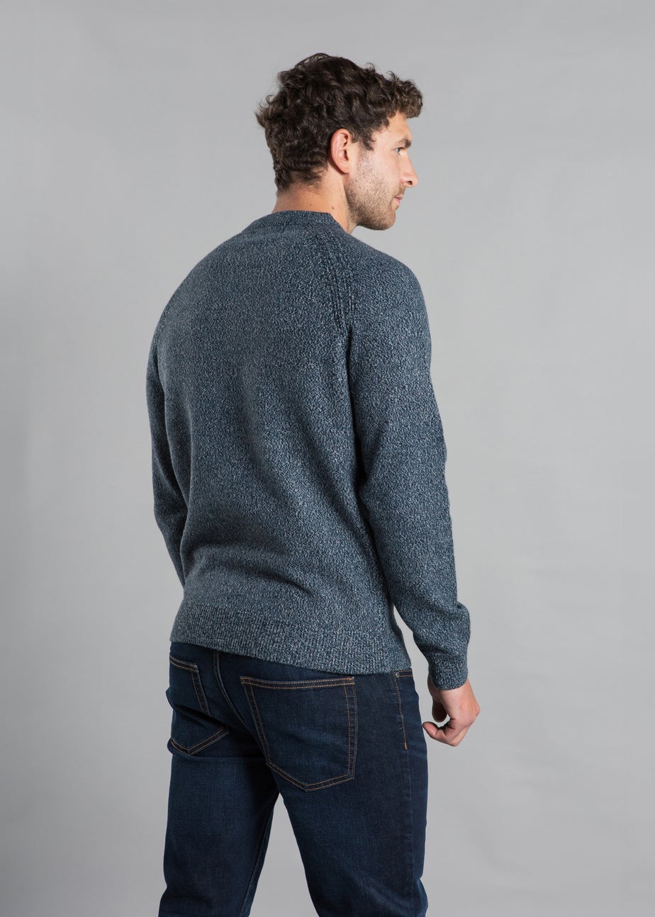 Kensington Eastside Blue Jersey Knit Raglan Crew Neck Jumper