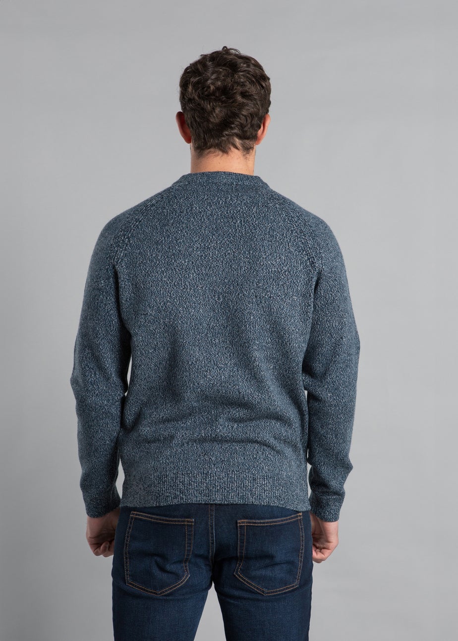 Kensington Eastside Blue Jersey Knit Raglan Crew Neck Jumper