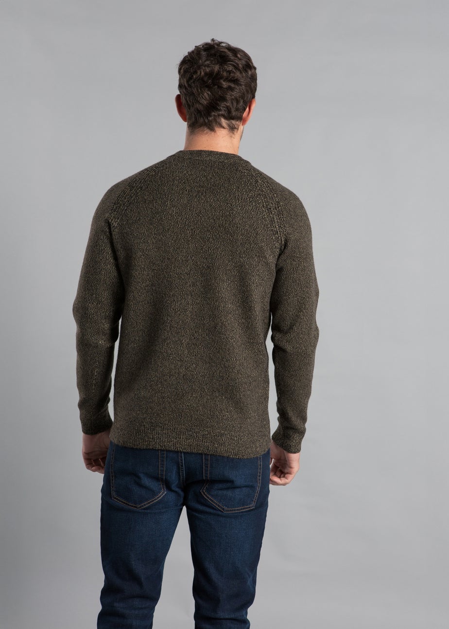 Kensington Eastside Khaki Jersey Knit Raglan Crew Neck Jumper