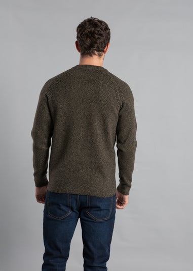 Kensington Eastside Khaki Jersey Knit Raglan Crew Neck Jumper